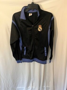 Real Madrid Kids Black & Periwinkle Track Jacket - Official Crest